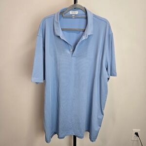 Peter Millar Summer Comfort Mens Blue Striped Polo Shirt XXL Short Sleeve Golf